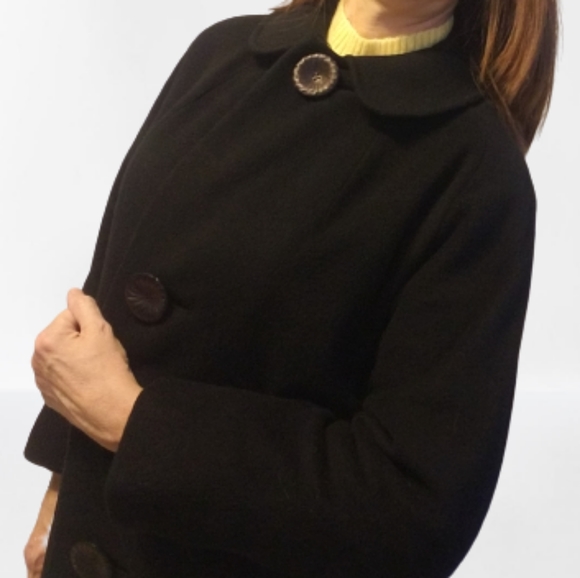 Cashmere Vintage Black Winter Coat - Picture 6 of 15